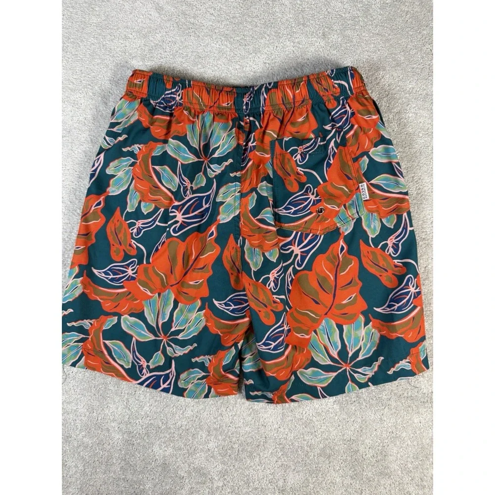 Cove Tropical Palm Leaf All Over Swim Trunks Mens Medium Multicolor Board Shorts